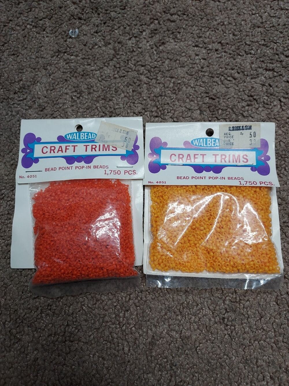 New Orange Walbead Craft Trims Bead Point Pop-in Beads Lot of 2